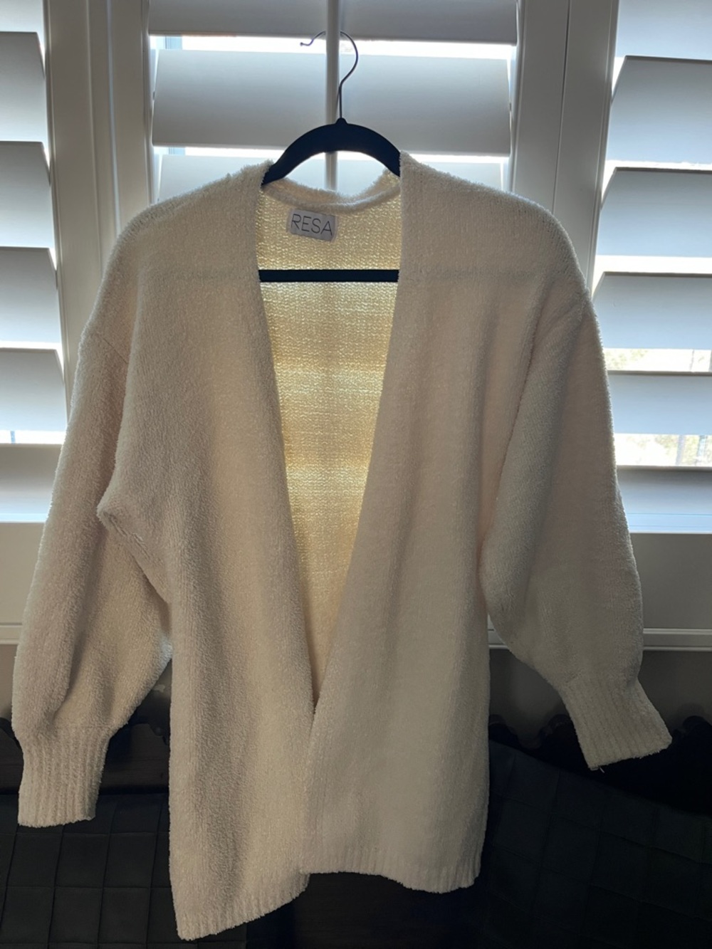 RESA Ivory Open-Front Knit Cardigan